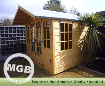 Quality sheds, timber buildings, bespoke service, garages, aviaries, tool sheds, potting sheds, MGB Sheds - Evesham